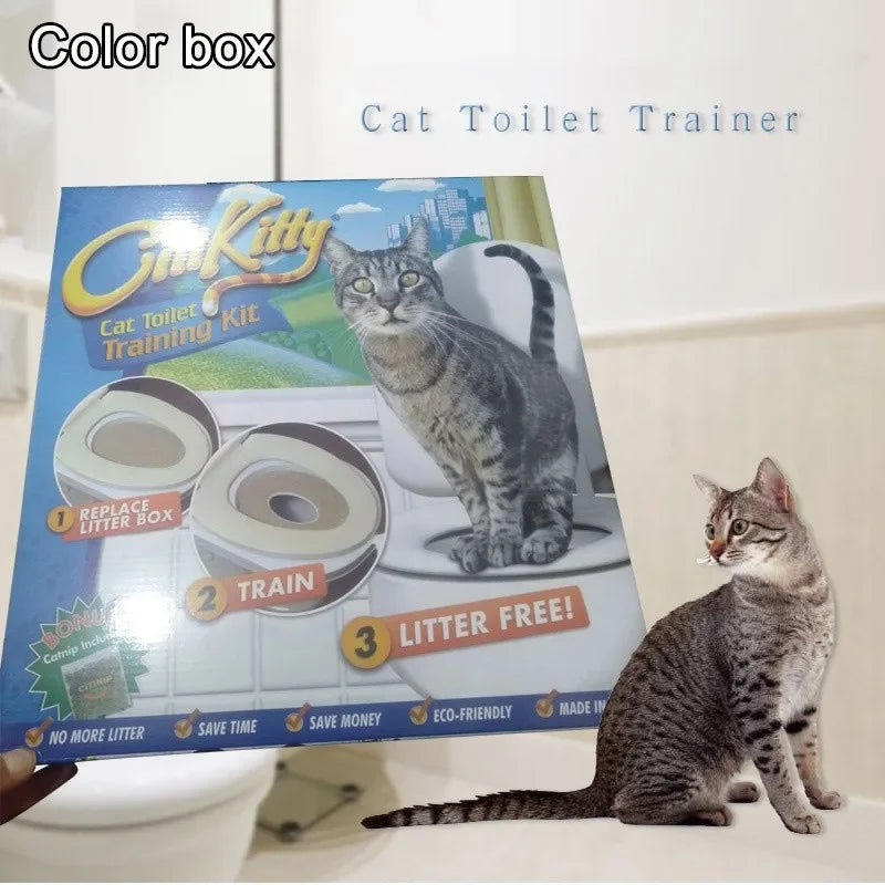 Cat Toilet Indoor Reusable Pet Litter Trainer Potty Cats Supplies Tray Professional Kit Kitty Toilets Cat System Training Toilet