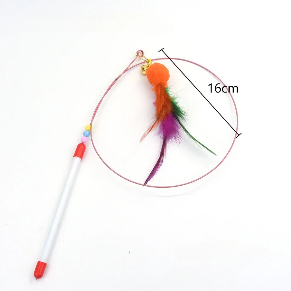 Interactive Cat Toy Handfree Cat Stick Playing Kitten Playing Teaser Wand Toy Suction Cup Bird/Feather Cat Wand Pet Supplies