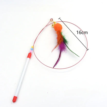 Interactive Cat Toy Handfree Cat Stick Playing Kitten Playing Teaser Wand Toy Suction Cup Bird/Feather Cat Wand Pet Supplies