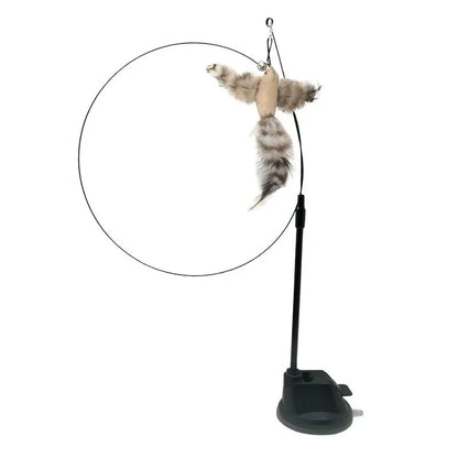 Interactive Cat Toy Handfree Cat Stick Playing Kitten Playing Teaser Wand Toy Suction Cup Bird/Feather Cat Wand Pet Supplies