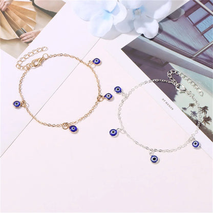 Bohemian Turkish Evil Blue Eyes Bead Anklets For Women Summer Ocean Beach Colorful Resin Eye Pendant Ankle Bracelet Jewelry Gift