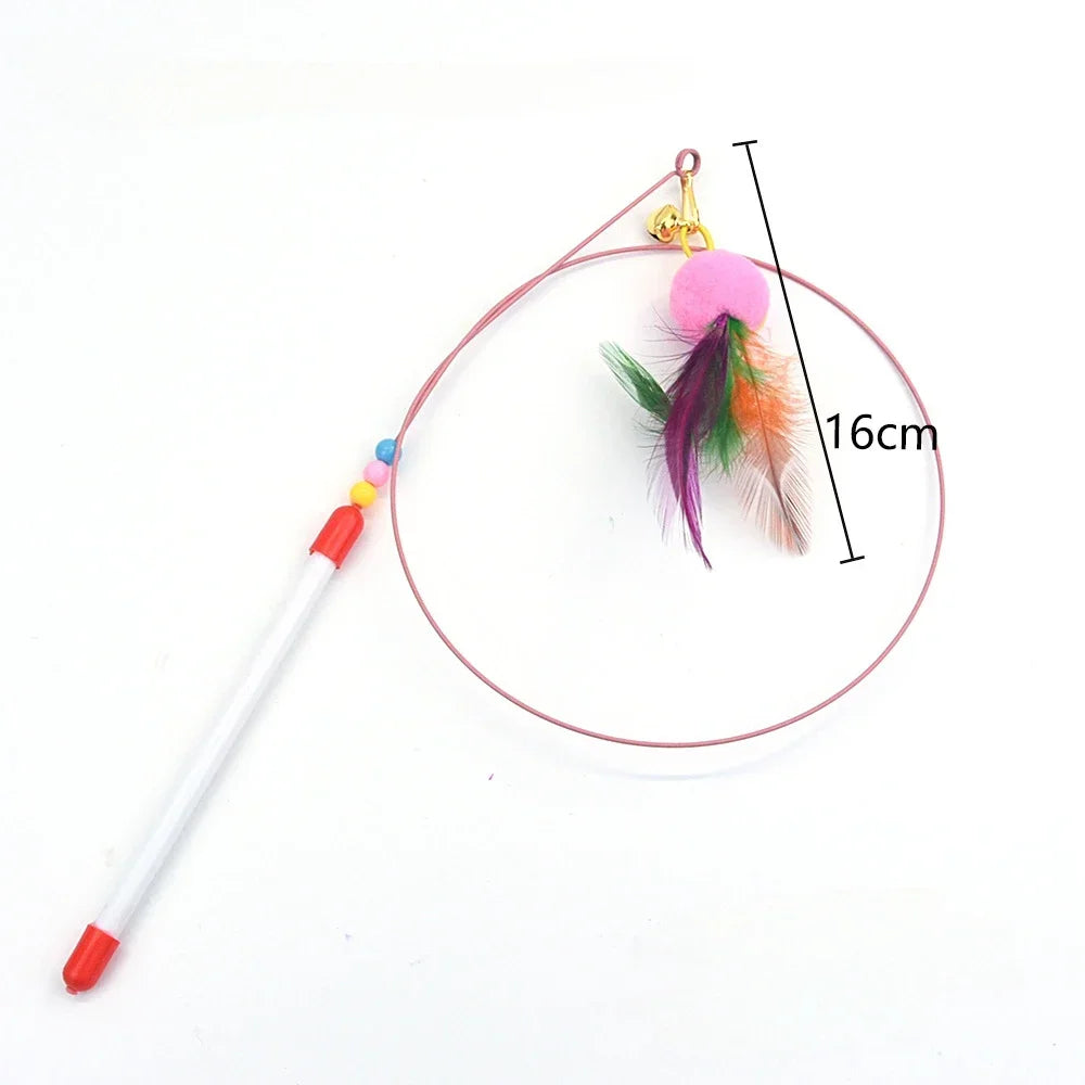 Interactive Cat Toy Handfree Cat Stick Playing Kitten Playing Teaser Wand Toy Suction Cup Bird/Feather Cat Wand Pet Supplies