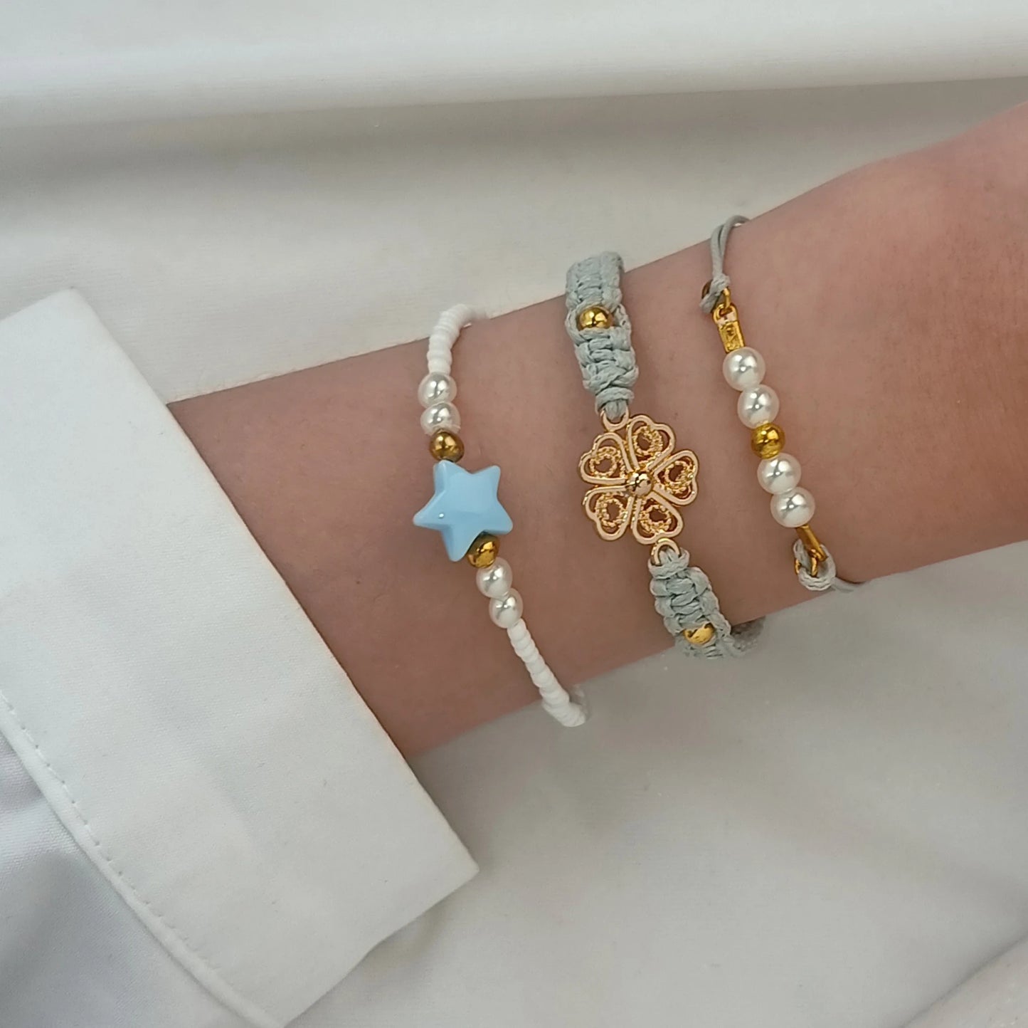 5pcs/lot Bohemian Mixed Golden Shell Starfish Bracelet Women Summer Beach Casual Jewelry Accessories Friendship Gift