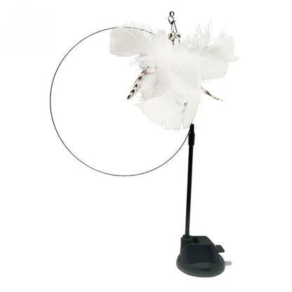 Interactive Cat Toy Handfree Cat Stick Playing Kitten Playing Teaser Wand Toy Suction Cup Bird/Feather Cat Wand Pet Supplies