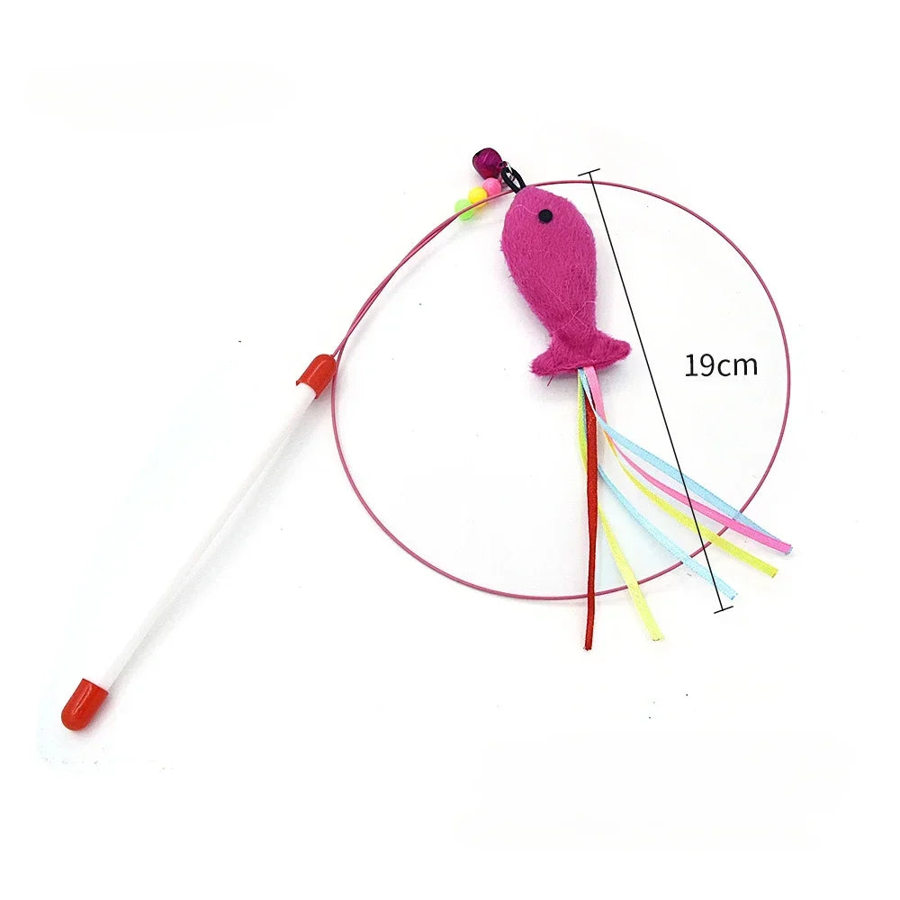 Interactive Cat Toy Handfree Cat Stick Playing Kitten Playing Teaser Wand Toy Suction Cup Bird/Feather Cat Wand Pet Supplies
