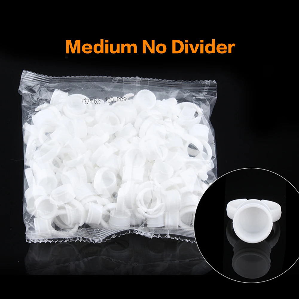 AILEISHI Wholesale 100Pcs/Bag Disposable Eyelash Extension Glue Ring Cup Tattoo Pigment Holder Container Lash Tools Supplier