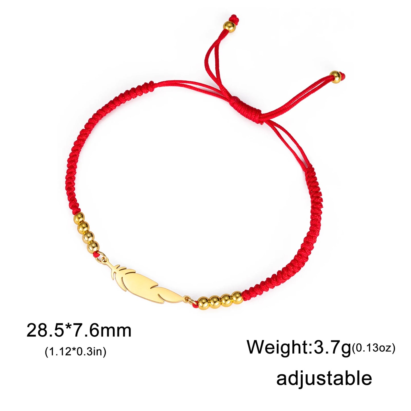 LIKGREAT Fashion Feather Design Pendant Bracelet for Women Men Charm Adjustable Rope Chain Couple Jewelry Party Gifts
