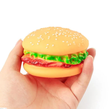 Hamburger Shaped Pet Dog Toys Funny Sound Squeak Chew Toy For Dogs Cats Plastic Training Playing Chewing Toy