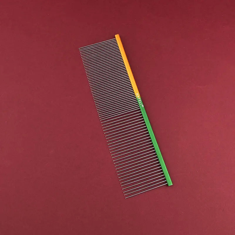 19cm Pet Rainbow Comb Dog Cat Grooming Comb Stainless Steel Pet Comb Dense Teeth Cleaning Brush Hair Removal Pet Supplies