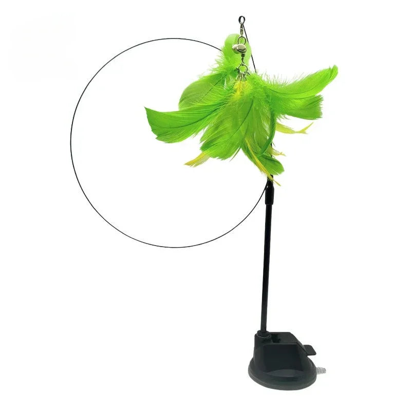 Interactive Cat Toy Handfree Cat Stick Playing Kitten Playing Teaser Wand Toy Suction Cup Bird/Feather Cat Wand Pet Supplies