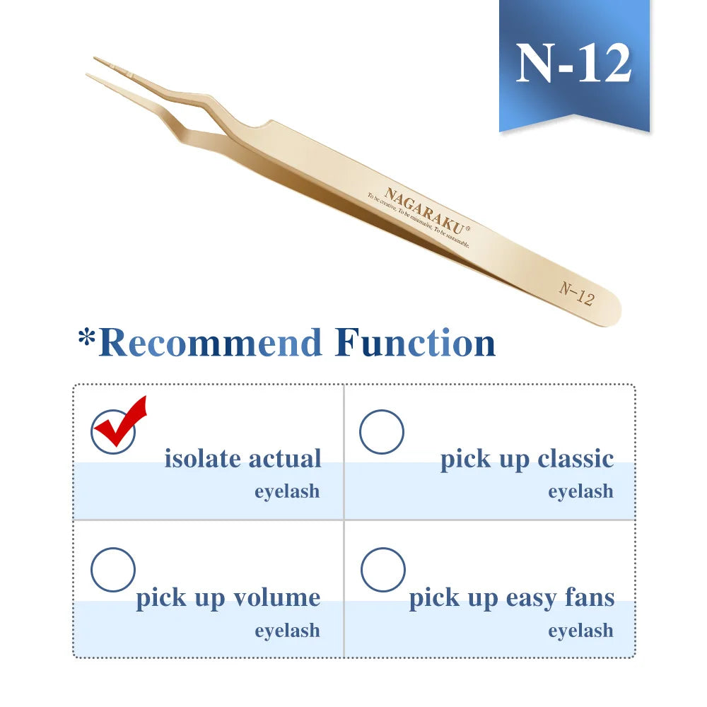 NAGARAKU Eyelash Extension Tweezers False Eyelashes Makeup Stainless Steel Professional Volume Tweezer 3D Accurate Pincet