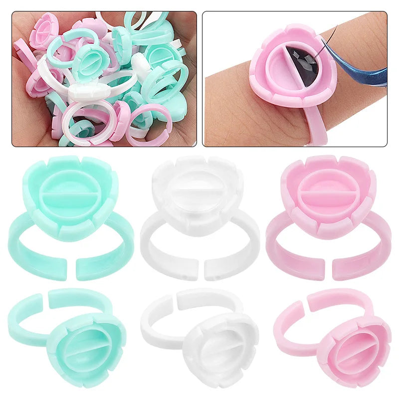 AILEISHI Wholesale 100Pcs/Bag Disposable Eyelash Extension Glue Ring Cup Tattoo Pigment Holder Container Lash Tools Supplier