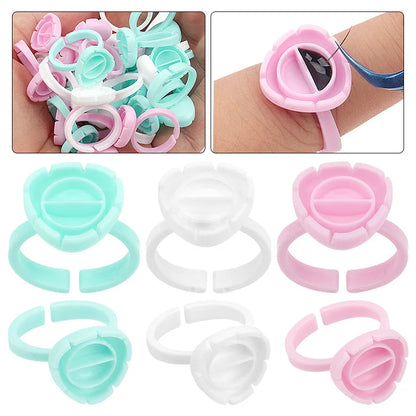 AILEISHI Wholesale 100Pcs/Bag Disposable Eyelash Extension Glue Ring Cup Tattoo Pigment Holder Container Lash Tools Supplier