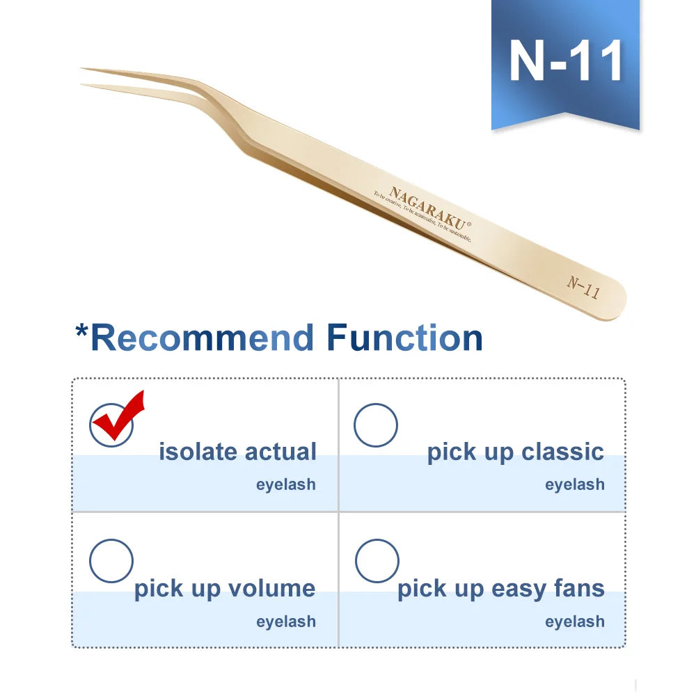 NAGARAKU Eyelash Extension Tweezers False Eyelashes Makeup Stainless Steel Professional Volume Tweezer 3D Accurate Pincet