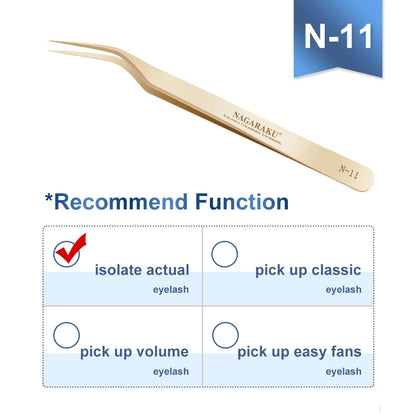 NAGARAKU Eyelash Extension Tweezers False Eyelashes Makeup Stainless Steel Professional Volume Tweezer 3D Accurate Pincet
