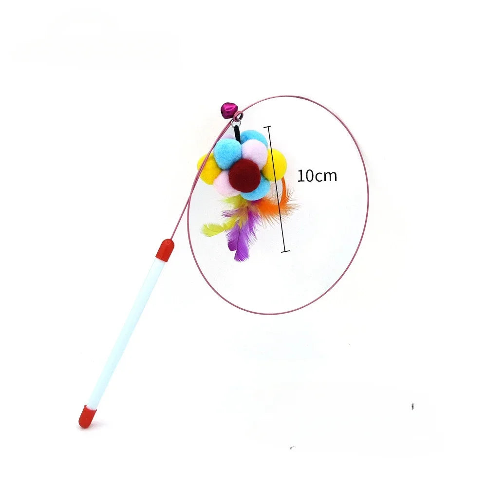 Interactive Cat Toy Handfree Cat Stick Playing Kitten Playing Teaser Wand Toy Suction Cup Bird/Feather Cat Wand Pet Supplies