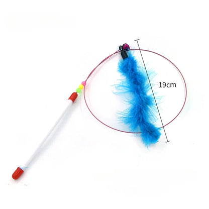 Interactive Cat Toy Handfree Cat Stick Playing Kitten Playing Teaser Wand Toy Suction Cup Bird/Feather Cat Wand Pet Supplies