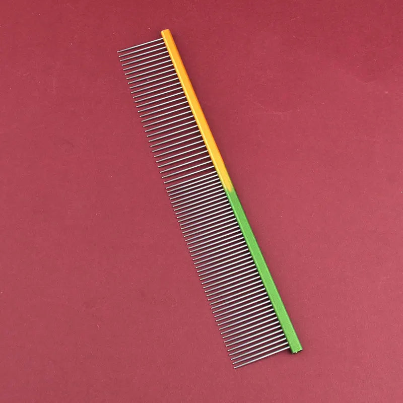 19cm Pet Rainbow Comb Dog Cat Grooming Comb Stainless Steel Pet Comb Dense Teeth Cleaning Brush Hair Removal Pet Supplies