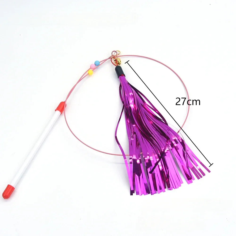 Interactive Cat Toy Handfree Cat Stick Playing Kitten Playing Teaser Wand Toy Suction Cup Bird/Feather Cat Wand Pet Supplies