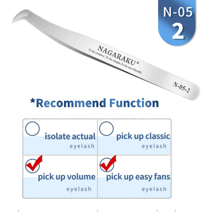 NAGARAKU Eyelash Extension Tweezers False Eyelashes Makeup Stainless Steel Professional Volume Tweezer 3D Accurate Pincet