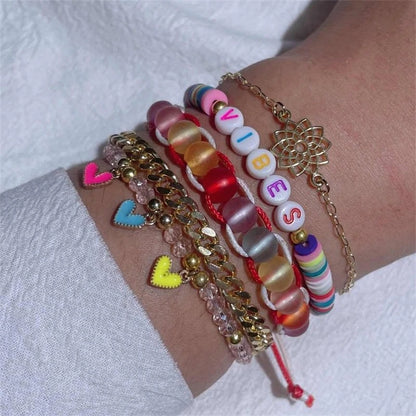 5pcs/lot Bohemian Mixed Golden Shell Starfish Bracelet Women Summer Beach Casual Jewelry Accessories Friendship Gift