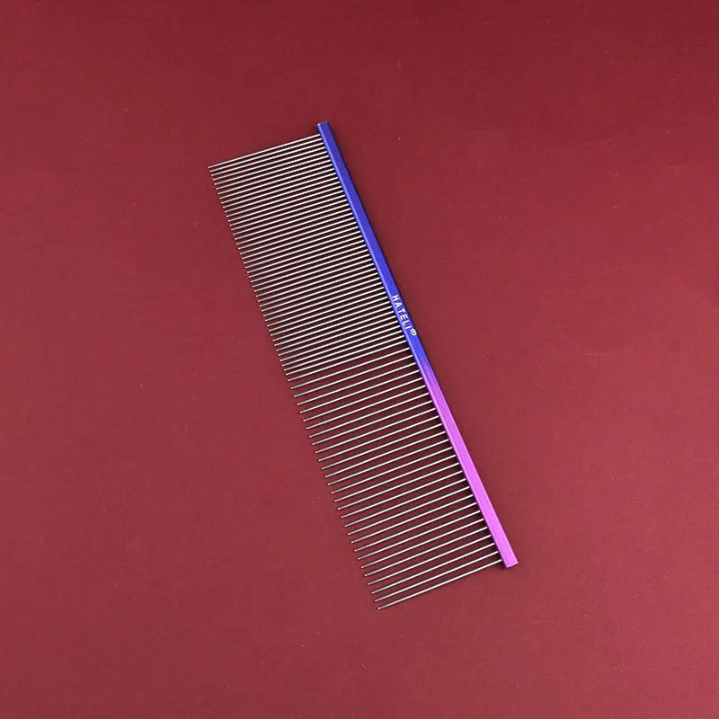 19cm Pet Rainbow Comb Dog Cat Grooming Comb Stainless Steel Pet Comb Dense Teeth Cleaning Brush Hair Removal Pet Supplies