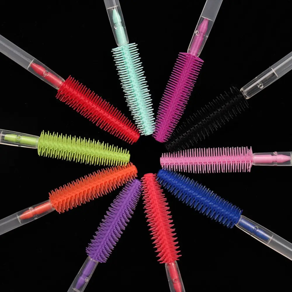 10Pcs Colorful Disposable Silicone Head Mascara Applicator Spooler Brush Eyebrow Comb Brush Eyelash Extension Makeup Tools