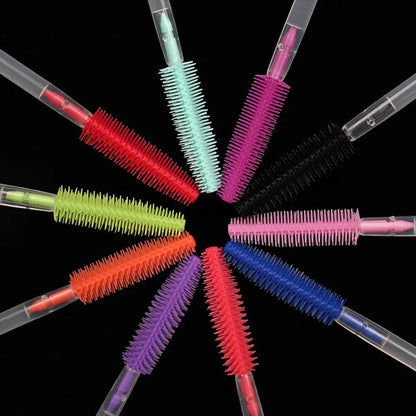 10Pcs Colorful Disposable Silicone Head Mascara Applicator Spooler Brush Eyebrow Comb Brush Eyelash Extension Makeup Tools