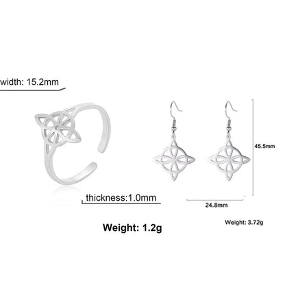 Witch Knot Jewelry Sets for Women Necklace Witchcraft Protection Amulet Bracelet Earring Rings Accessory Set Valentines Day Gift
