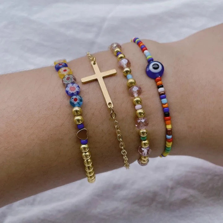 5pcs/lot Bohemian Mixed Golden Shell Starfish Bracelet Women Summer Beach Casual Jewelry Accessories Friendship Gift