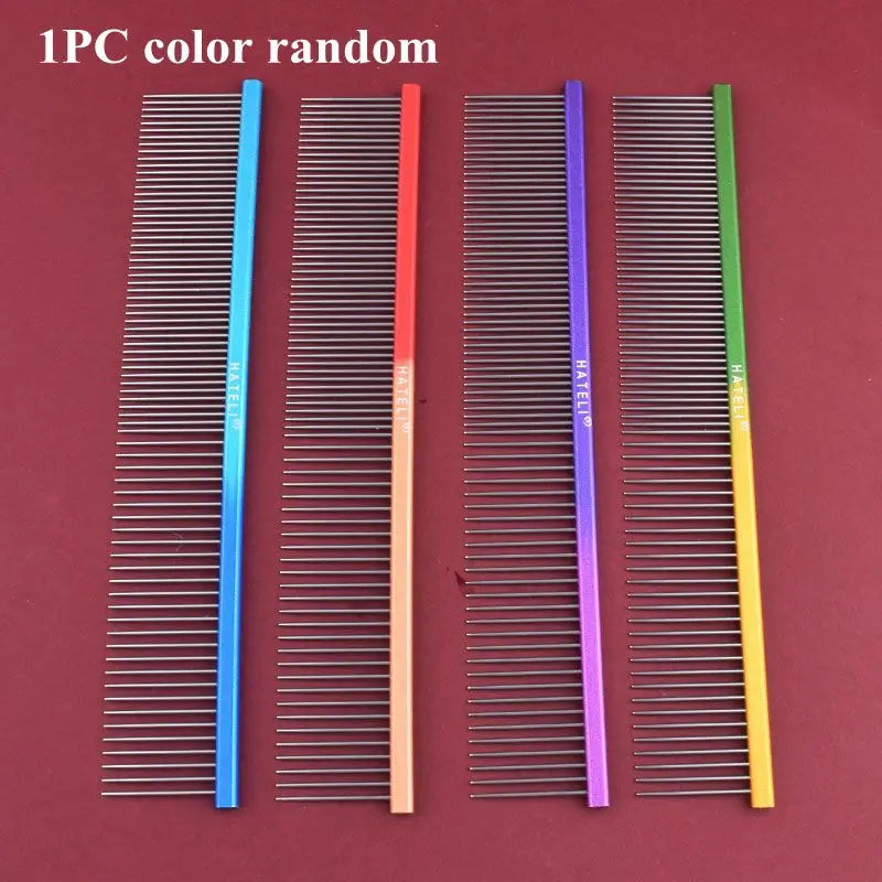 19cm Pet Rainbow Comb Dog Cat Grooming Comb Stainless Steel Pet Comb Dense Teeth Cleaning Brush Hair Removal Pet Supplies