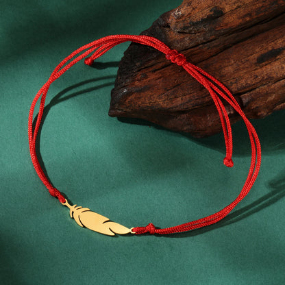 LIKGREAT Fashion Feather Design Pendant Bracelet for Women Men Charm Adjustable Rope Chain Couple Jewelry Party Gifts