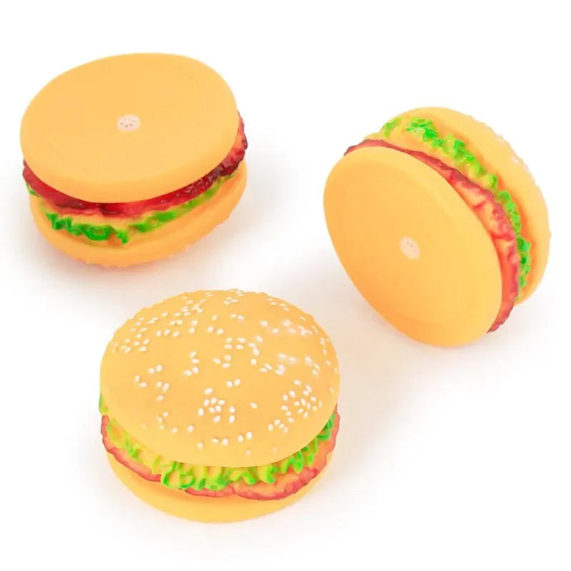 Hamburger Shaped Pet Dog Toys Funny Sound Squeak Chew Toy For Dogs Cats Plastic Training Playing Chewing Toy