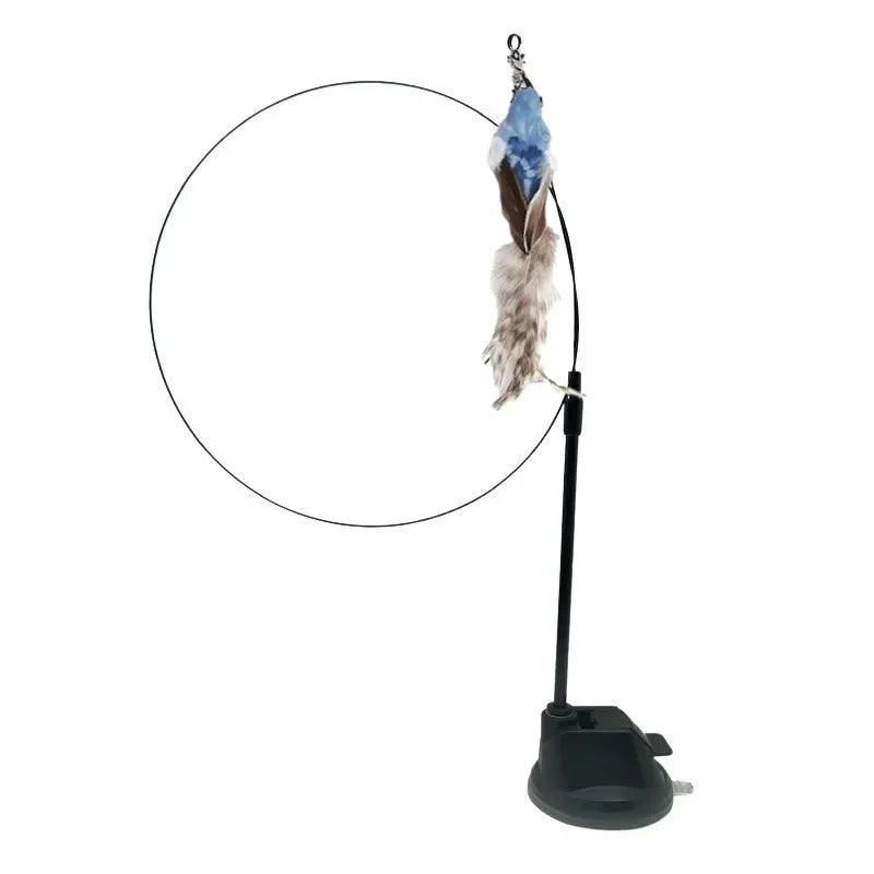 Interactive Cat Toy Handfree Cat Stick Playing Kitten Playing Teaser Wand Toy Suction Cup Bird/Feather Cat Wand Pet Supplies