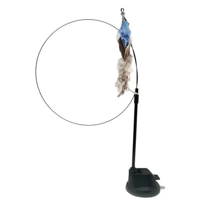 Interactive Cat Toy Handfree Cat Stick Playing Kitten Playing Teaser Wand Toy Suction Cup Bird/Feather Cat Wand Pet Supplies