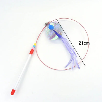 Interactive Cat Toy Handfree Cat Stick Playing Kitten Playing Teaser Wand Toy Suction Cup Bird/Feather Cat Wand Pet Supplies