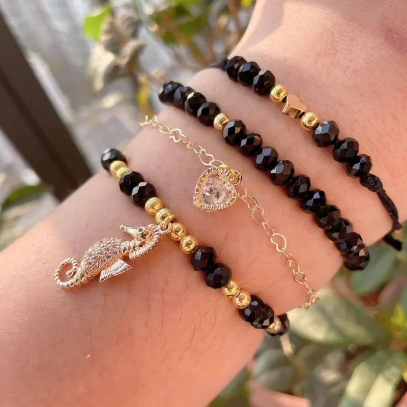 5pcs/lot Bohemian Mixed Golden Shell Starfish Bracelet Women Summer Beach Casual Jewelry Accessories Friendship Gift