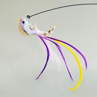 Interactive Cat Toy Handfree Cat Stick Playing Kitten Playing Teaser Wand Toy Suction Cup Bird/Feather Cat Wand Pet Supplies
