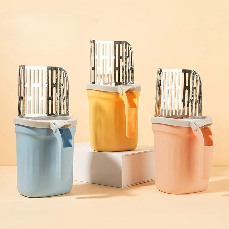 cat poop scoop integrated color blocked cat litter scoop with built in garbage bag storage scoop poop cat cleaning supplies