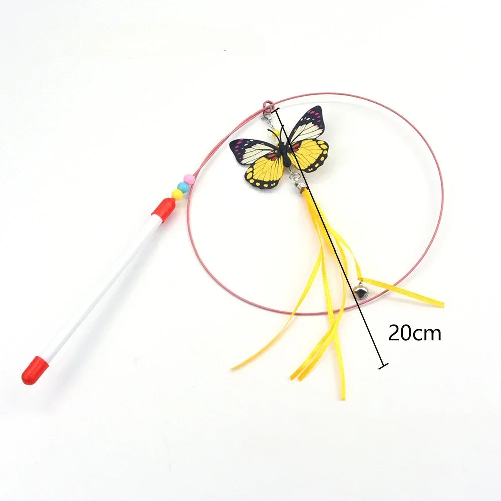 Interactive Cat Toy Handfree Cat Stick Playing Kitten Playing Teaser Wand Toy Suction Cup Bird/Feather Cat Wand Pet Supplies