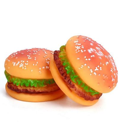 Hamburger Shaped Pet Dog Toys Funny Sound Squeak Chew Toy For Dogs Cats Plastic Training Playing Chewing Toy