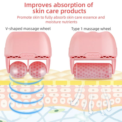Cool Facial Face Massage Roller Double Roller Relieve Fatigue Pain Redness Skin Tighten Face Lift Reduce Swell for Home Use