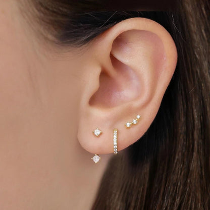 3 Pair/set Stackable Ear Piercing Dainty Cubic Zircon Cartilage Huggie Hoop Earrings for Women Fashion Jewelry Pendientes