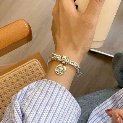 Foxanry Letter Pendant Multilayer Bead Chain Bracelets For Women Creative Design New Fashion Personality Birthday Jewelry Gifts