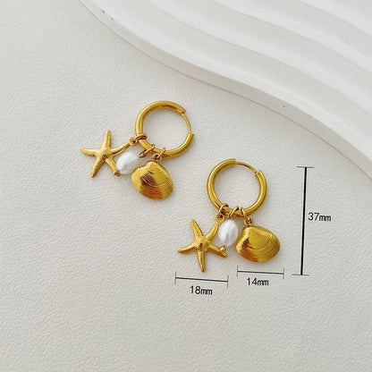 ALTERA New Bohemia Handmade Stainless Steel Necklace Earrings Bracelet Shell Starfish Charm Waterproof Jewelry Set Summer Beach