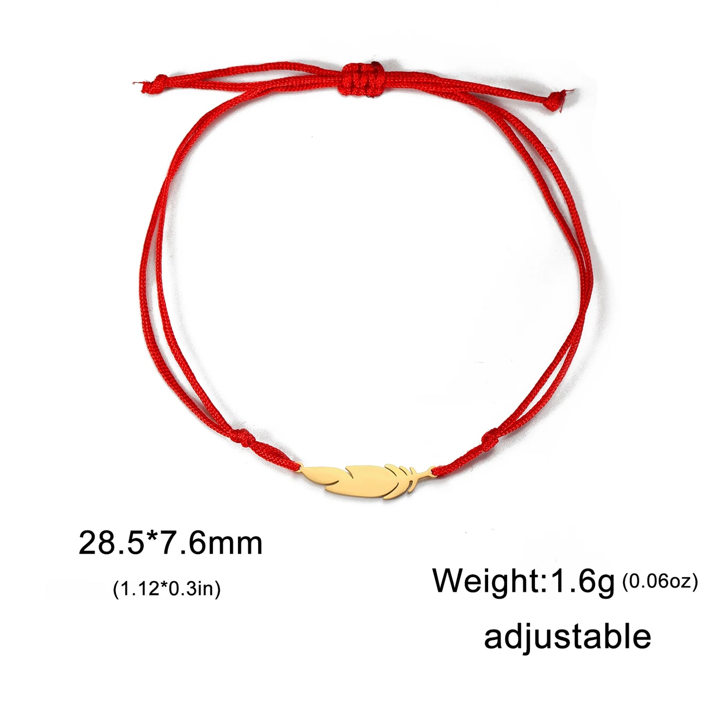 LIKGREAT Fashion Feather Design Pendant Bracelet for Women Men Charm Adjustable Rope Chain Couple Jewelry Party Gifts