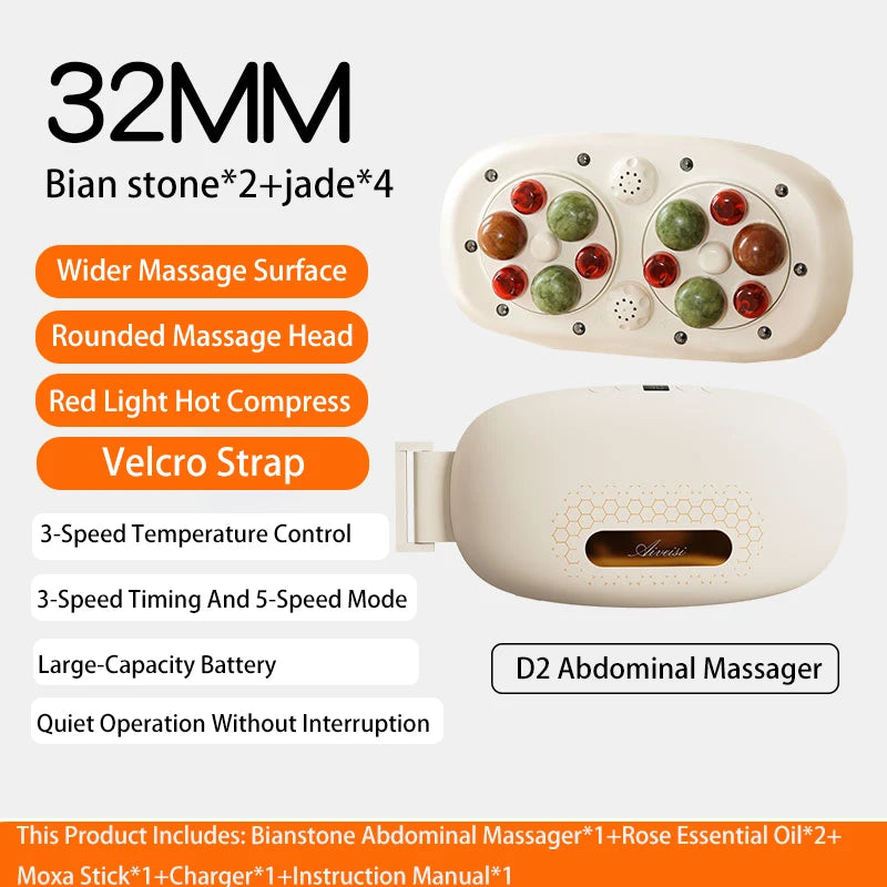 Aiveisi32MM Large Bianstone Red Light Assisted Hot Compress Abdominal Massager Machine Waist Roller Electric Massage Device Tool