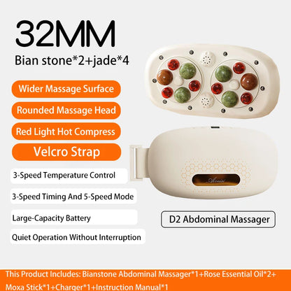 Aiveisi32MM Large Bianstone Red Light Assisted Hot Compress Abdominal Massager Machine Waist Roller Electric Massage Device Tool