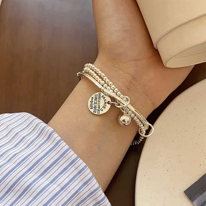 Foxanry Letter Pendant Multilayer Bead Chain Bracelets For Women Creative Design New Fashion Personality Birthday Jewelry Gifts