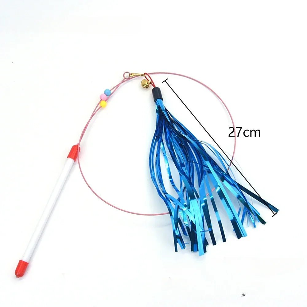 Interactive Cat Toy Handfree Cat Stick Playing Kitten Playing Teaser Wand Toy Suction Cup Bird/Feather Cat Wand Pet Supplies